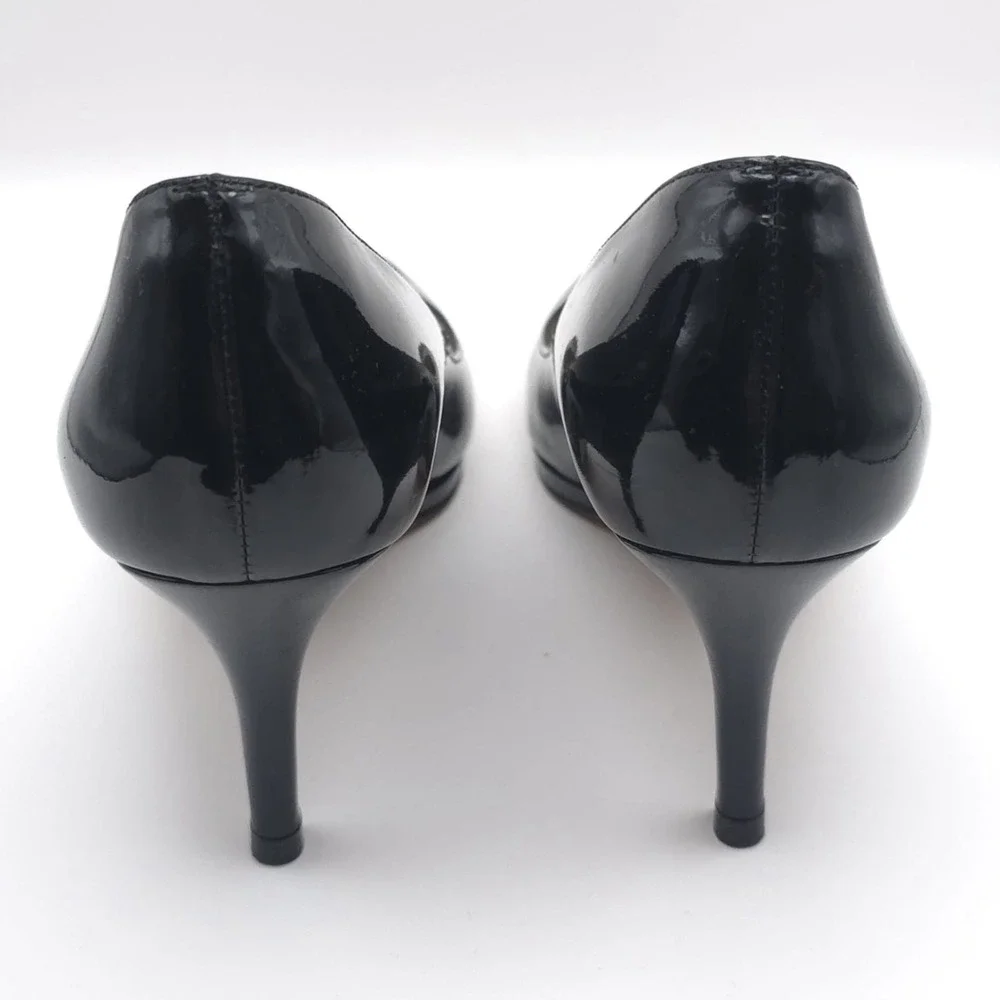 L.K. BENNETT London‎ Black Patent Leather Pumps Heels Women 37.5 Made In Spain